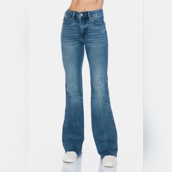 Judy Blue Full Size Tummy Control Cut Hem Flare Jeans - Picture 9 of 15